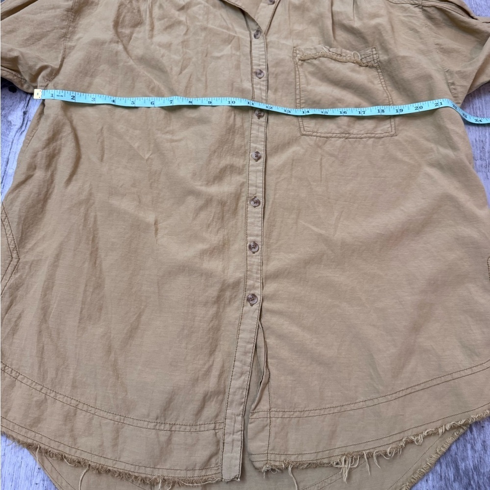 Anthropologie Pilcro Khaki Brown Long Sleeve Button Front Tunic Small Oversized - Picture 3 of 6